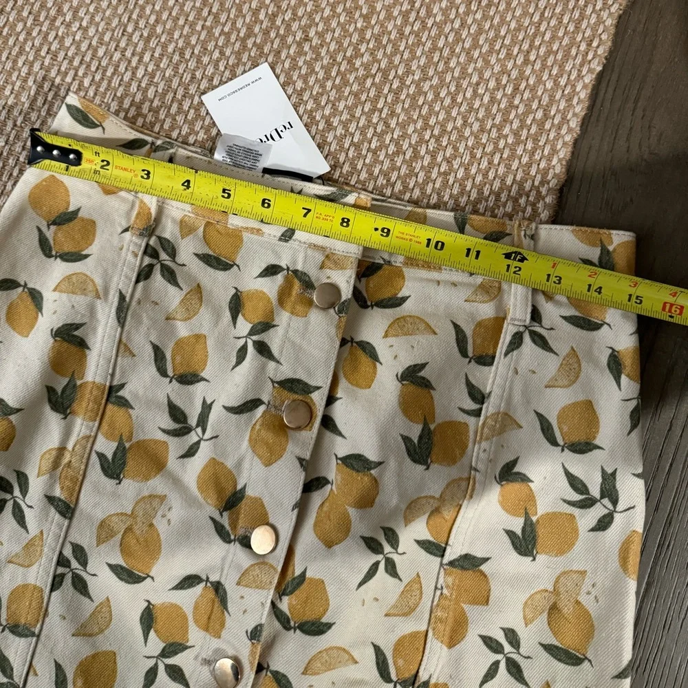Reformation Cream Mini Skirt with Yellow Citrus Print